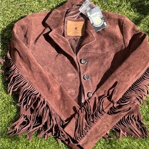 Brown leather jacket with tags for Women Size S